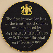 Harold Ridley Plaque