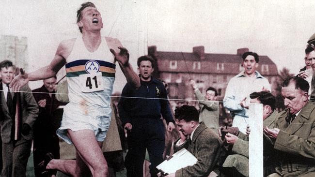 Bannister finishing the 4 minute mile Bannister finishing the 4 minute mile