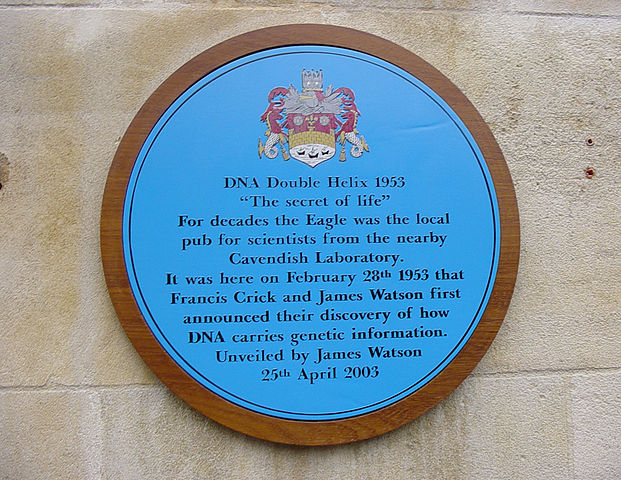 DNA plaque outside the Eagle Pub Cambridge