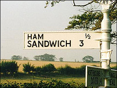 A road sign to Ham & Sandwich