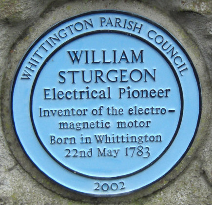 William Sturgeon inventor of the electro-magnetic motor plaque
